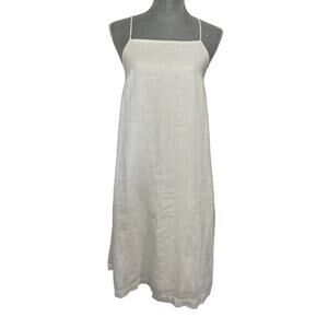 Uma and Leopold 100% Linen White Open Back Midi Dress Size Small Bachelorette